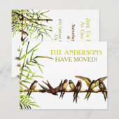 Vintage Vögel Neue Anschrift + Party zur häusliche Einladung (Vorne/Hinten)