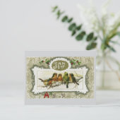 Vintage Vögel - Neujahr Postkarte (Stehend Vorderseite)