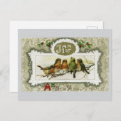 Vintage Vögel - Neujahr Postkarte (Vorne/Hinten)