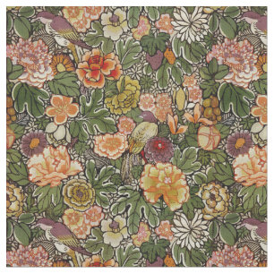 Vintage Vögel, Obst, Blume und Blattmuster Stoff