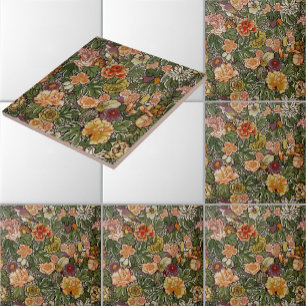Vintage-Vögel-, Obst-, Blumen- und Blattmuster Fliese