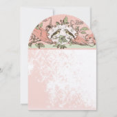 Vintage Vögel Peach Eak Tree Scroll Hochzeit Einladung (Vorderseite)