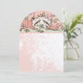 Vintage Vögel Peach Eak Tree Scroll Hochzeit Einladung (Stehend Vorderseite)