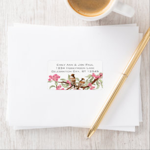 Vintage-Vögel Pinke Kirschblüten RSVP Adressaufkleber