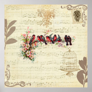 Vintage Vögel Poster