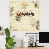 Vintage Vögel Poster (Heimbüro)