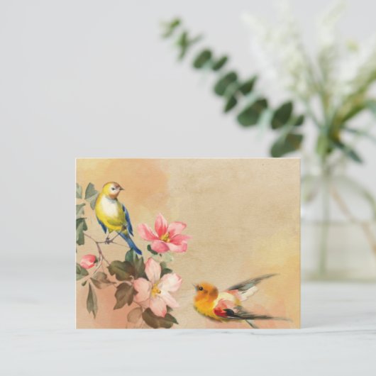 Vintage Vögel Postkarte (Stehend Vorderseite)