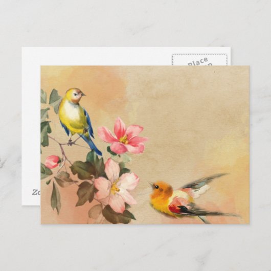 Vintage Vögel Postkarte (Vorne/Hinten)