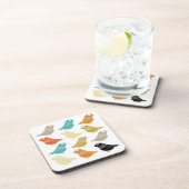 Vintage Vögel Retro Abstrakt farbenfroh Getränkeuntersetzer (Rechte Seite)