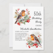 Vintage Vögel Robin RedBrust 50. Einladung (Vorderseite)