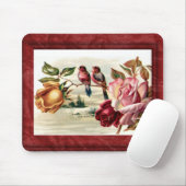 Vintage Vogel-Rosen Mousepad (Mit Mouse)
