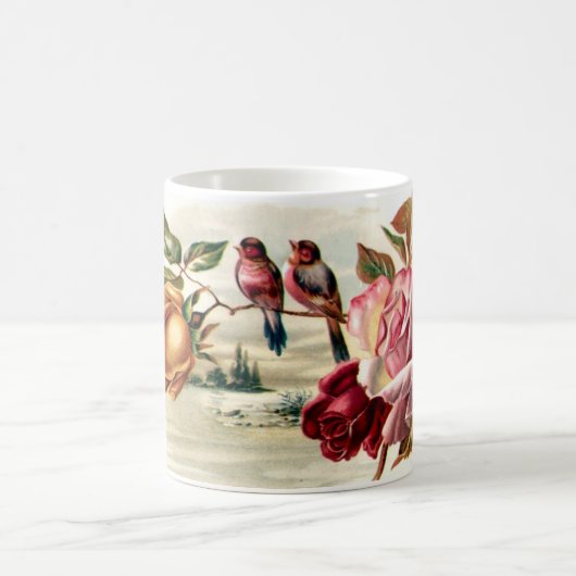 Vintage Vogel-Rosen-Schale Kaffeetasse (Mittel)