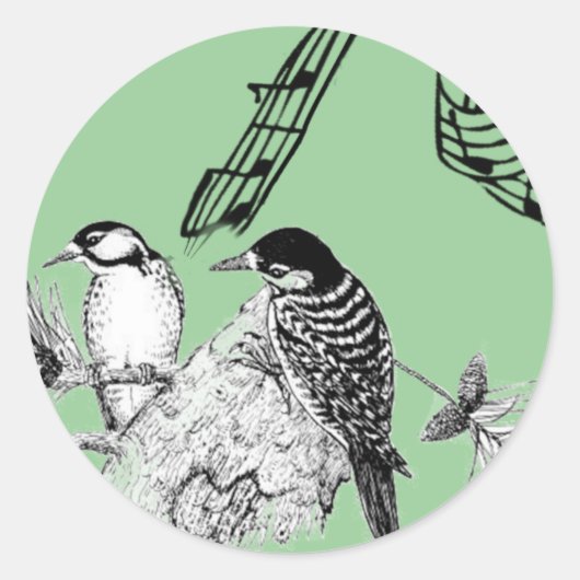 Vintage Vögel Runder Aufkleber (Vorderseite)