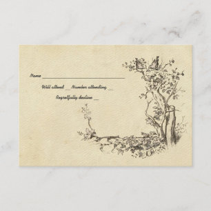 Vintage Vögel Sahne-UAWG RSVP Karte