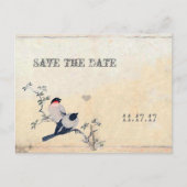 Vintage Vögel Save the Date Ankündigungspostkarte (Vorderseite)