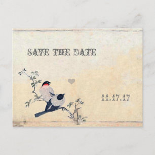 Vintage Vögel Save the Date Ankündigungspostkarte