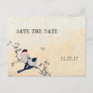 Vintage Vögel Save the Date Ankündigungspostkarte