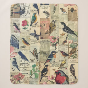Vintage Vogel Schmetterling Zeitung Botanisch Sherpadecke