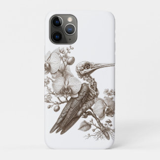 Vintage Vogel Skelett und Orchideen Blumen Gravur Case-Mate iPhone Hülle