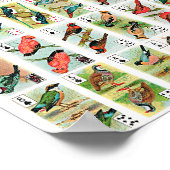 Vintage Vögel spielen Karten Tiere Wildlife Art Poster (Ecke)