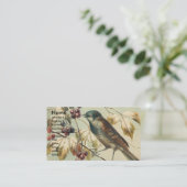 Vintage Vögel und Berries Visitenkarte (Stehend Vorderseite)