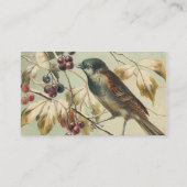 Vintage Vögel und Berries Visitenkarte (Rückseite)