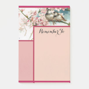 Vintage Vögel und Blume 1 Nachhinweise Post-it Klebezettel