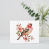 Vintage Vögel und Blume Postkarte (Stehend Vorderseite)