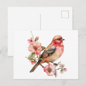 Vintage Vögel und Blume Postkarte (Vorne/Hinten)