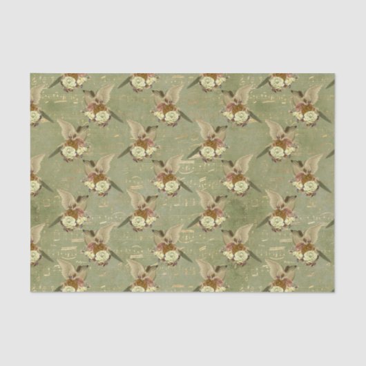 Vintage Vögel und Blume Seidenpapier (Vorderseite)