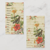 Vintage Vögel und Blume Visitenkarte (Vorne/Hinten)