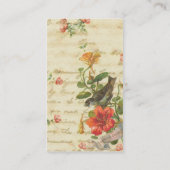 Vintage Vögel und Blume Visitenkarte (Rückseite)