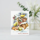 Vintage Vögel und Blume Weihnachten Postkarte (Stehend Vorderseite)