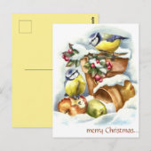 Vintage Vögel und Blume Weihnachten Postkarte (Vorne/Hinten)
