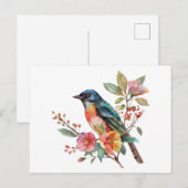 Vintage Vögel und Blumen Postkarte (Vorne/Hinten)