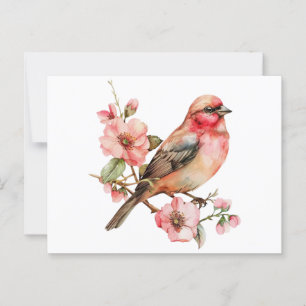 Vintage Vögel und Blumen Postkarte