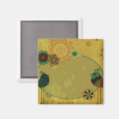 Vintage Vögel und Blumendesign Magnet (Vorderseite/Rückseite)