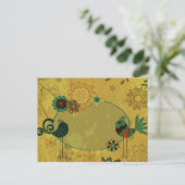 Vintage Vögel und Blumendesign Postkarte (Stehend Vorderseite)