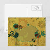 Vintage Vögel und Blumendesign Postkarte (Vorne/Hinten)