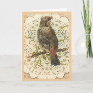 Vintage Vogel und Doily Karte