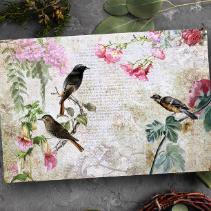 Vintage Vögel und florale Ephemera Seidenpapier