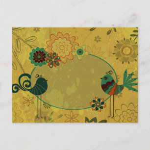 vintage Vögel und florales Design Postkarte