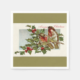 Vintage Vögel und Heiligabend Serviette