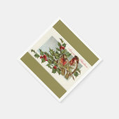 Vintage Vögel und Heiligabend Serviette (Ecke)