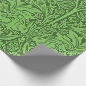 Vintage Vögel und Kaninchen, Smaragdgrün, Geschenkpapier (Ecke)