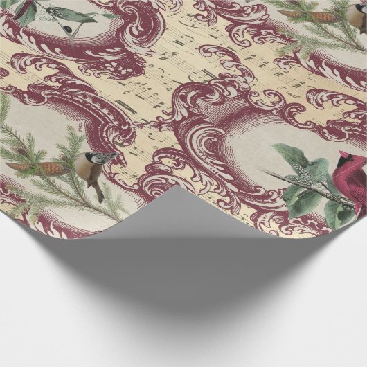 Vintage Vögel und Noten Geschenkpapier (Ecke)