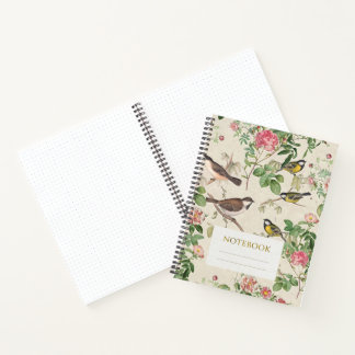 Vintage-Vögel-und-Rosen-Cottage-Core-Journal Notizblock