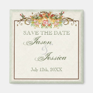 Vintage-Vogel-und-Rosen-Save-the-Date-Magnet Magnet