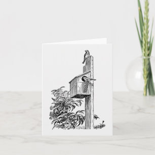 Vintage-Vögel und Vogelhaus-Notizkarte Karte