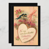 Vintage Vögel - Valentinstag Feiertagskarte (Vorne/Hinten)
